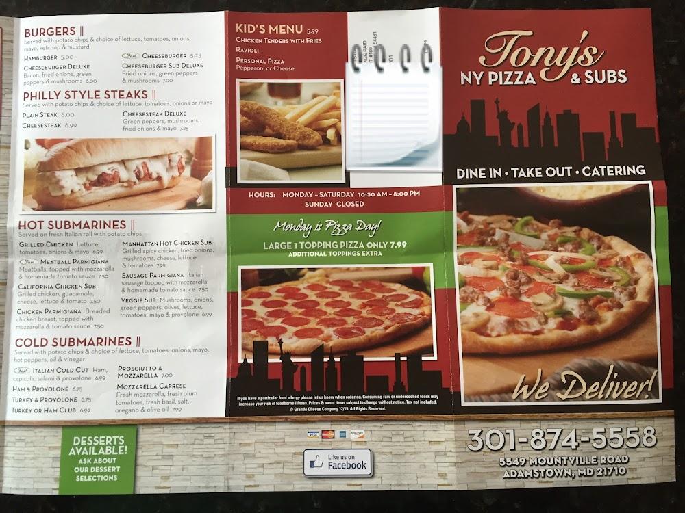 Tony's NY Pizza & Subs Menu image 1